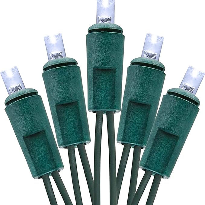 60 LED Mini Christmas Lights Cool White Green Wire String Lighting Indoor Outdoor Xmas Tree Garden Holiday Party Decor UL Certified Indoor & Outdoor String Lights