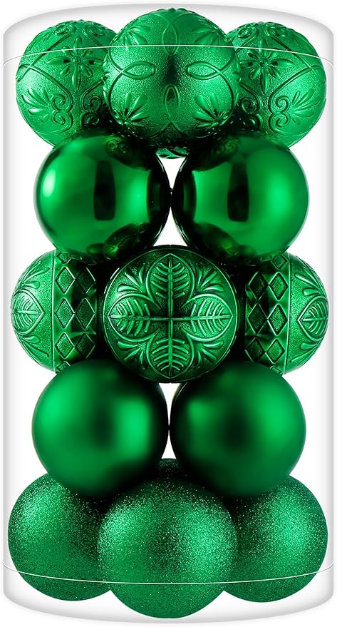20ct Green Christmas Ball Ornaments Shatterproof Plastic Christmas Tree Decorations for Xmas Party Home Office Holiday Decor -Large Size (3.15", 80mm)