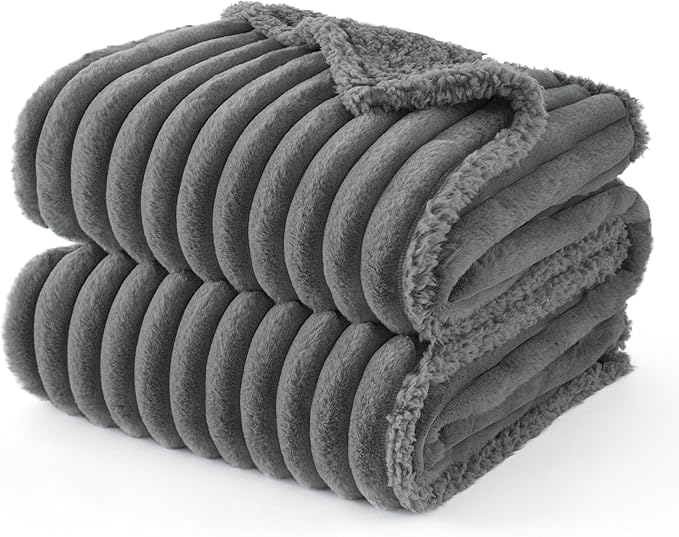 Bedsure Waterproof Dog Blankets for Large Dogs - Soft Puppy Cat Blanket Corduroy Fleece for Couch Protector Washable, Cozy Calming Reversible Furniture Protection for Pet,40"x50", Warm Grey