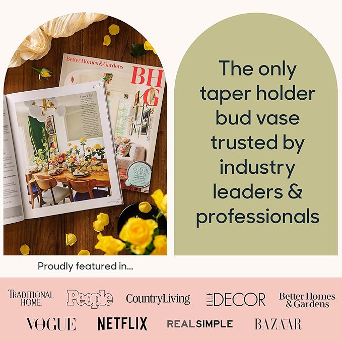 Base Vase (3-Pack) - The Bud Vase That Fits in Taper Candle Holders | Create Floral Arrangements for Tablescapes, Centerpieces, Weddings and Home Decor (Sea Glass Edition)