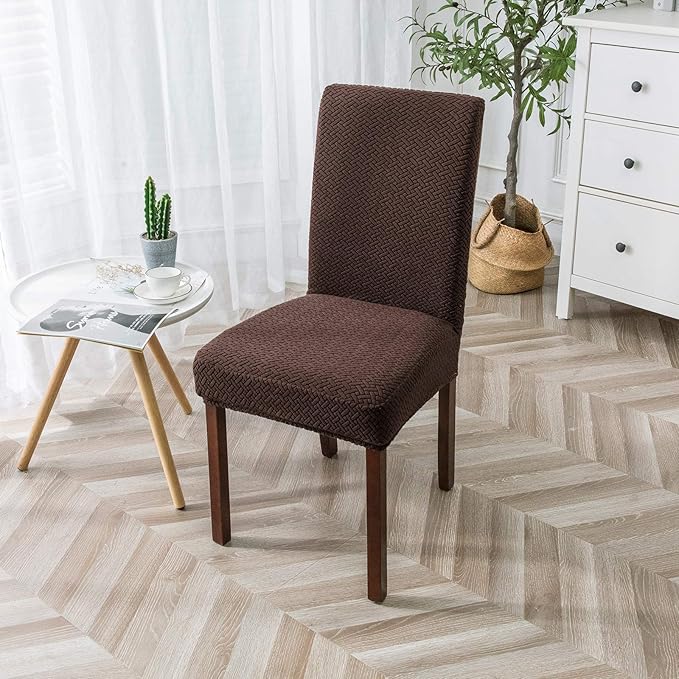 Genina Chair Covers for Dining Room Chair Covers Dining Chair Slipcovers Stretch Kitchen Parsons Chair Cover (Chocolate, 2 PCS)