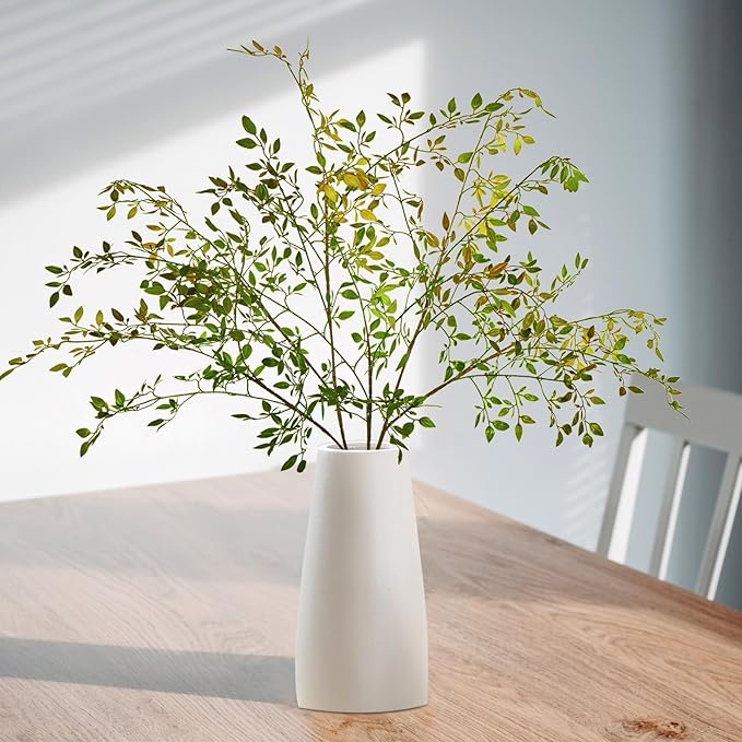 Artificial Greenery Stems, 43.3" Nandina Branches Tall Faux Plant Stems for Vase, Greenery Decor Stems Leaves Bunches for Shop Garden Office Home Décor,2Pcs,Orange
