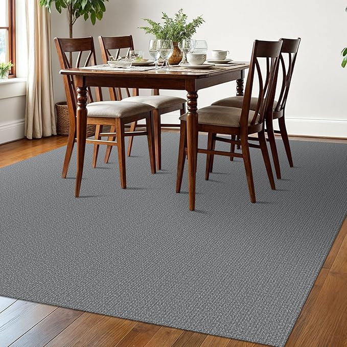 EARTHALL Washable Area Rugs 6x9 Ft Non Slip Living Room Rugs Cotton Rubber Backed Dining Room Rug Braided Bedroom Rugs Indoor Outdoor Floor Carpet for Living Room, Bedroom, Dining Room, Charcoal Gray