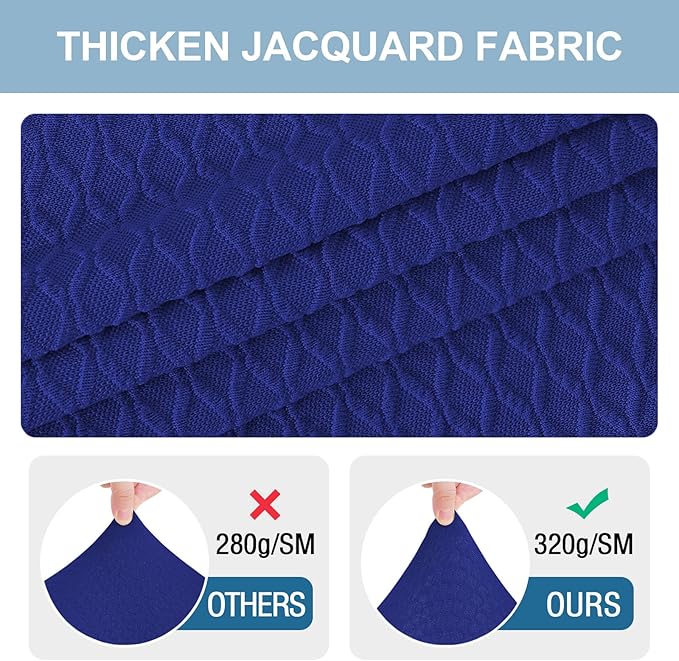 Smiry Stretch Jacquard Seat Covers for Dining Room Chairs Set of 6, Removable Washable Chair Seat Protector Slipcovers, No Rear Covers, Royal Blue