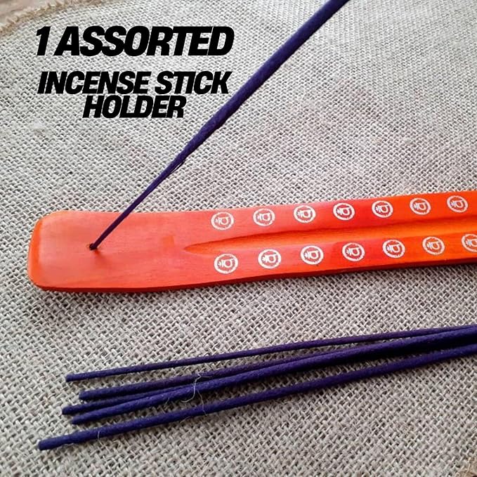 Hashcart Natural Incense Gift Set of 3 Includes 200+ Sticks Premium Fragrances Each of Royal Wood, Mogra, Intimate, 110g Each, 45-50 Min Burn Time with 1 Assorted Incense Stick Holder