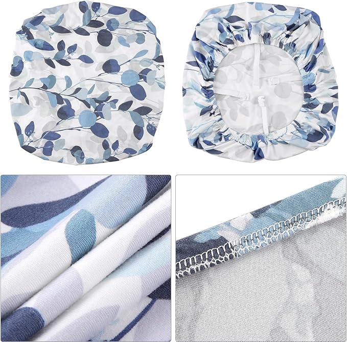 Fuloon Stretch Seat Cushion Covers 4 PCS, Washable Chair Seat Slipcover Chair Cover Dining Room for Hotel, Ceremony, Banquet Wedding Party (F-Grey Blue, 4)
