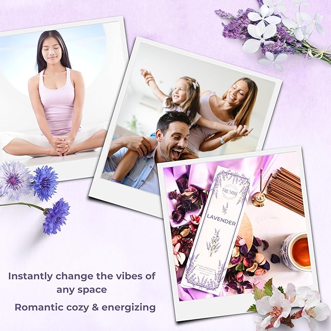 Lavender Incense Sticks - Pack of 100 Insence-Sticks - Inciensos Aromaticos Made with Natural Lavender Essential Oil - Scented Inscents Non Toxic Insense