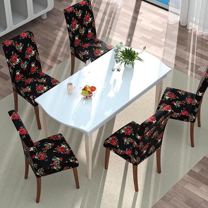 Stretch Dining Chair Covers Set of 2,Floral Print Chair Covers,Soft Removable Washable,Pet Friendly Furniture Protector,Universal Chair Slipcovers for Home, Kitchen,Ceremony Dining Room Seat
