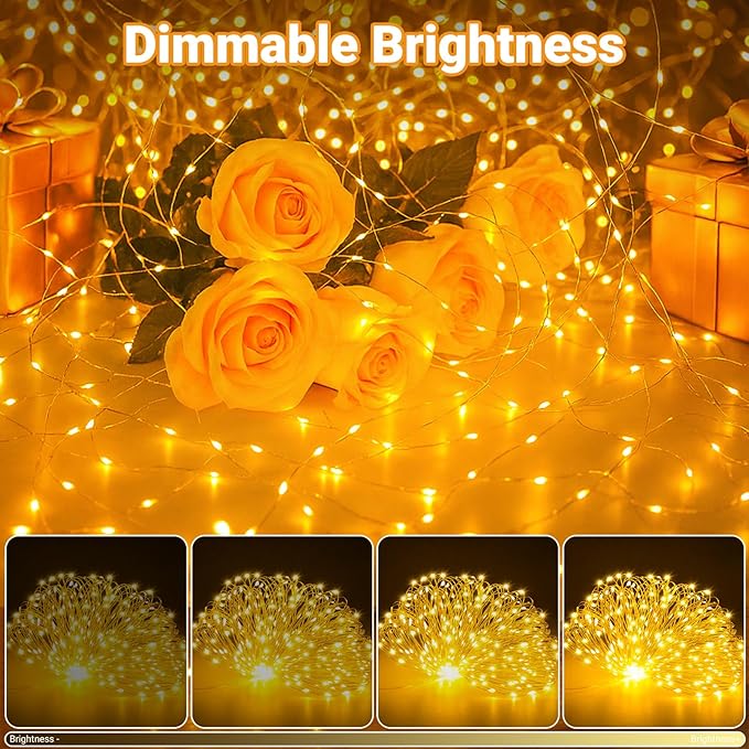 litogo 4 Pack Fairy Lights Battery Operated with Timer, 33FT 100LED Twinkle String Lights USB-C Powered 8 Modes Dimmable for Indoor Bedroom Centerpiece Wedding Classroom Dorm Christmas Decorations