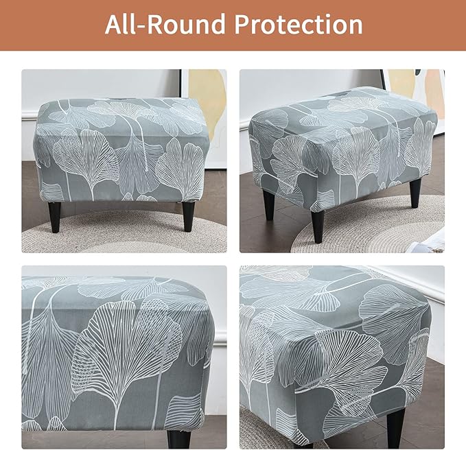 Eco-Ancheng Stretch Ottoman Cover Rectangular Storage Ottoman Slipcover Footrest Stool Covers Folding Storage Covers for Foot Stool with Nonslip Elastic Bottom (12,Large)