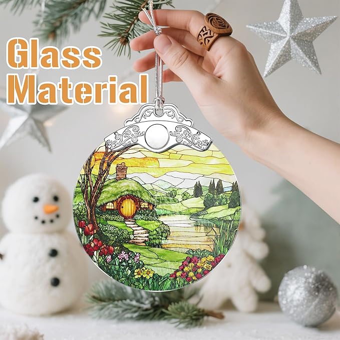 Christmas Ornaments, Christmas Decorations for Tree, Keepsake Ornaments, Holiday Ornament, Holiday & Xmas Gifts, Gifts for Pastoral Lovers & Nature Lovers - Hobbit Home-Theme