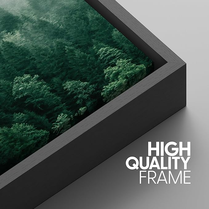 SIGNWIN Framed Canvas Print Wall Art Set Fog & Mist Mountain Forest Valley Nature Wilderness Photography Modern Art Rustic Landscape Relax/Calm for Living Room, Bedroom, Office - 16"x24"x3 Black