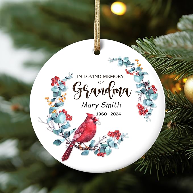 in Memory of Grandma Memorial Christmas Ornament with Date