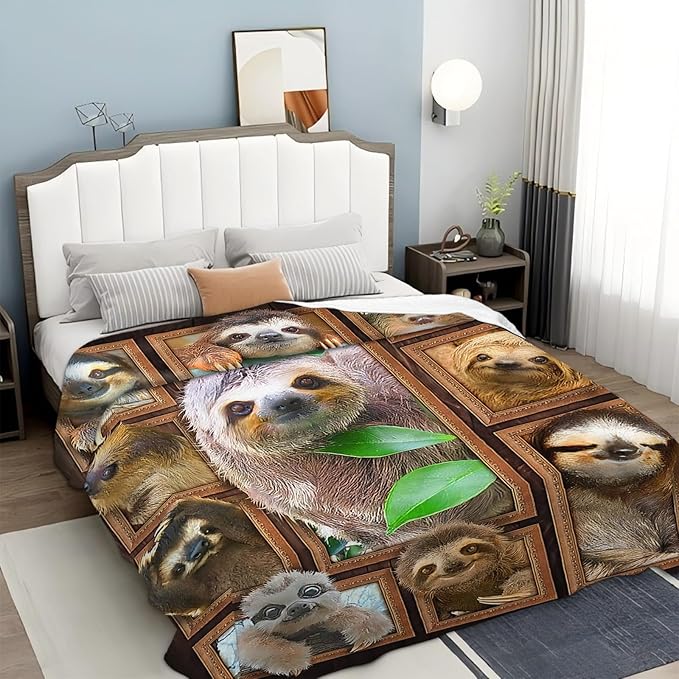 Tijuboni Sloth Throw Blanket Sloth Gifts for Girls Boys Women Men Kids Adults Soft Flannel Fleece Blanket for Couch Sofa Bed Home Decor 50"x60"