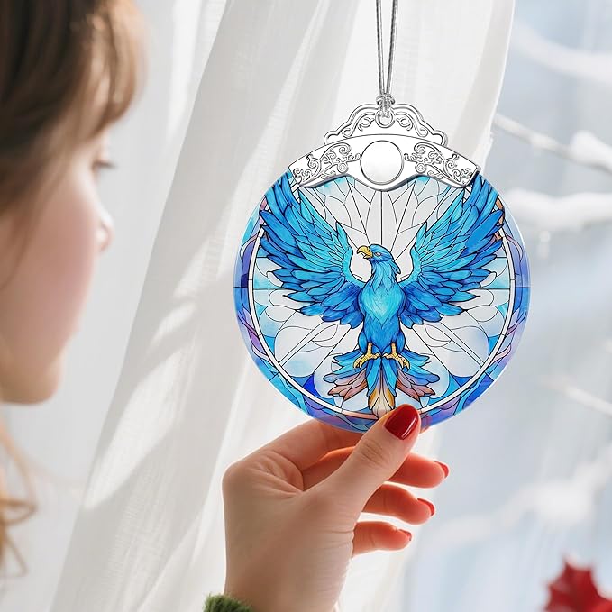 Stained Glass Ornament, Christmas Ornament, Hanging Ornaments for Home Decor & Christmas Tree Ornaments – Exquisite Holiday Decor, Xmas Gifts & Holiday Present - Phoenix