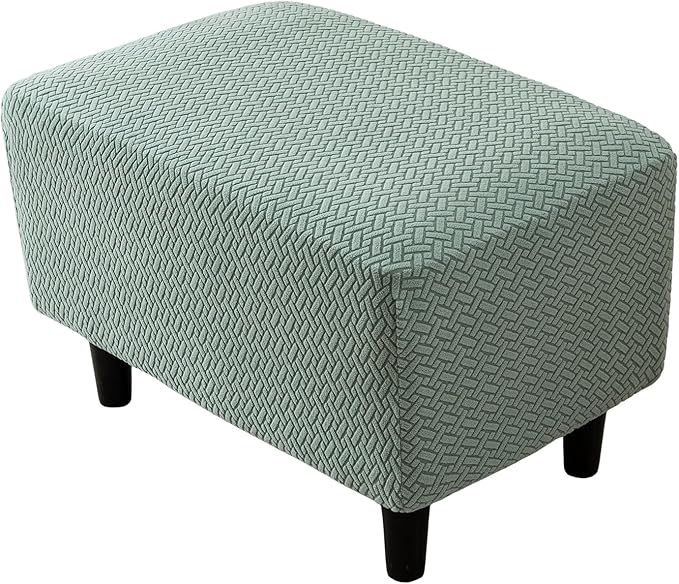 Eco-Ancheng Ottoman Cover Stretch Rectangle Footrest Stool Slipcover Ottoman Bench Covers Jacquard Footstool Protector Covers Storage Ottoman Slipcovers for Foot Stool with Nonslip Elastic Bottom,04