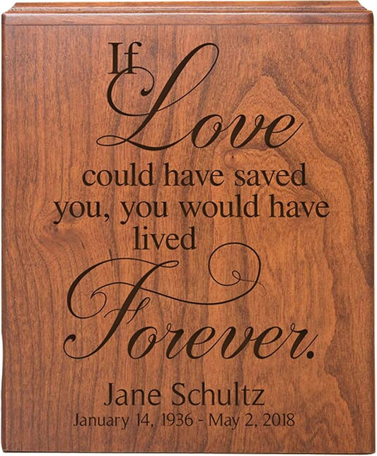 LifeSong Milestones Urns for Human Ashes Adult Male Female| Personalized Cremation Urns for Adult Ashes Cherry Wood Box Decorative Funeral Service Urn -If Love Could Have Saved You