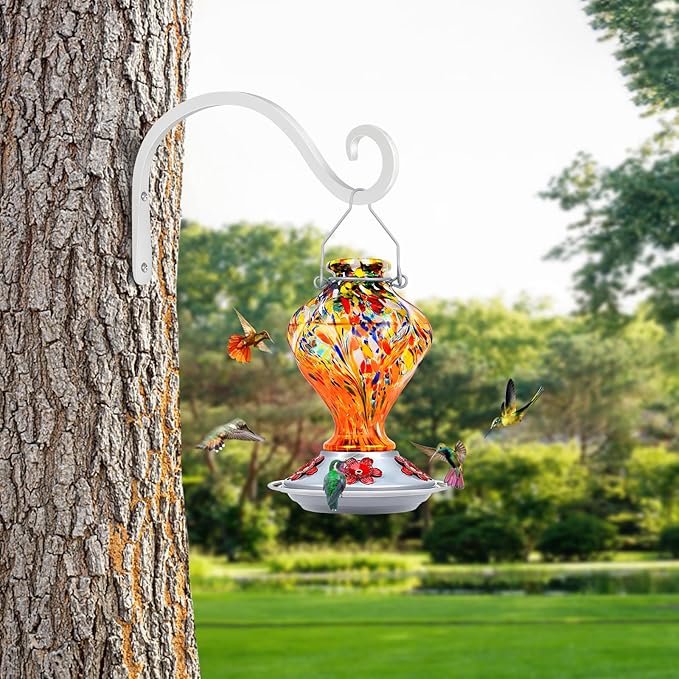 BOLITE Plant Hangers Outdoor Indoor, 8 Inch Wall Plant Hooks, Metal Bird Feeder Hanger for Hummingbird Feeders, Planters, Lanterns, Wind Chimes, Home Decor, 2 Pack, White, Gifts for Women Men