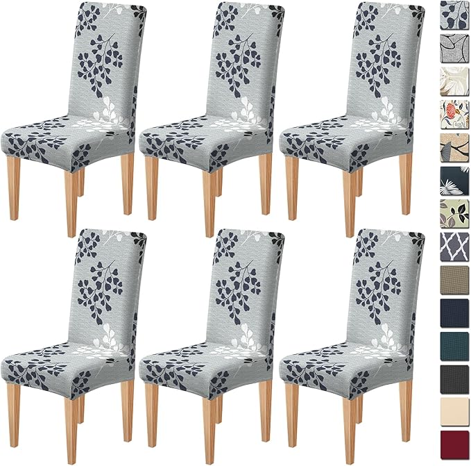 Dioxide High Stretch Chair Covers for Dining Chairs, Washable Dining Chair Covers Set of 6, Soft Kitchen Chairs Seat Covers, Parsons Chair Slipcovers Protectors for Home Hotel Restaurant Banquet