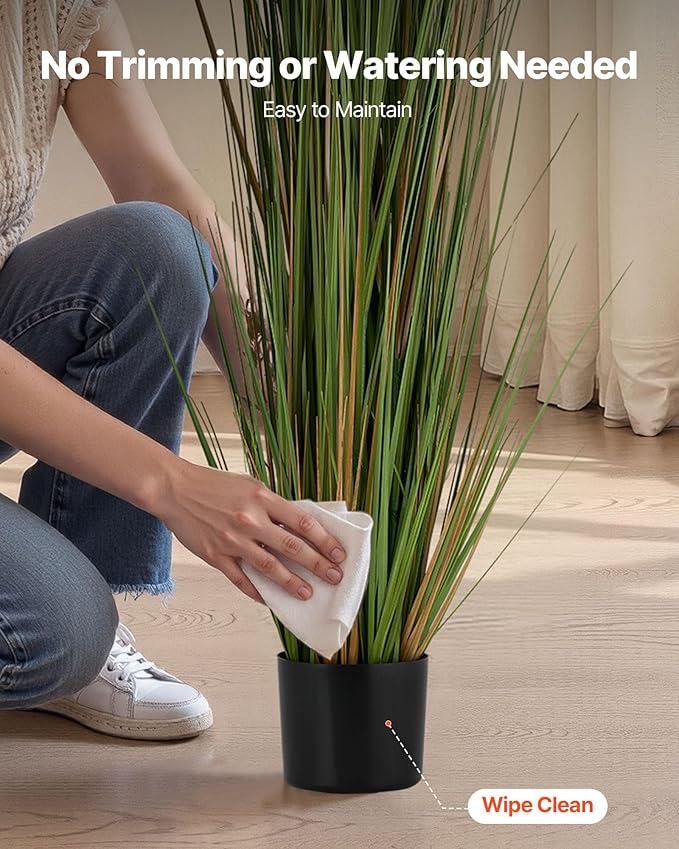 VEVOR Artificial Grass Plant, 2 Pack 59 inch Horsetail Reed Grass in Pot, Premium PVC Faux Fake Greenery Shrubs Plant for Indoor Outdoor House Home Garden Office Room Décor, Housewarming, Green