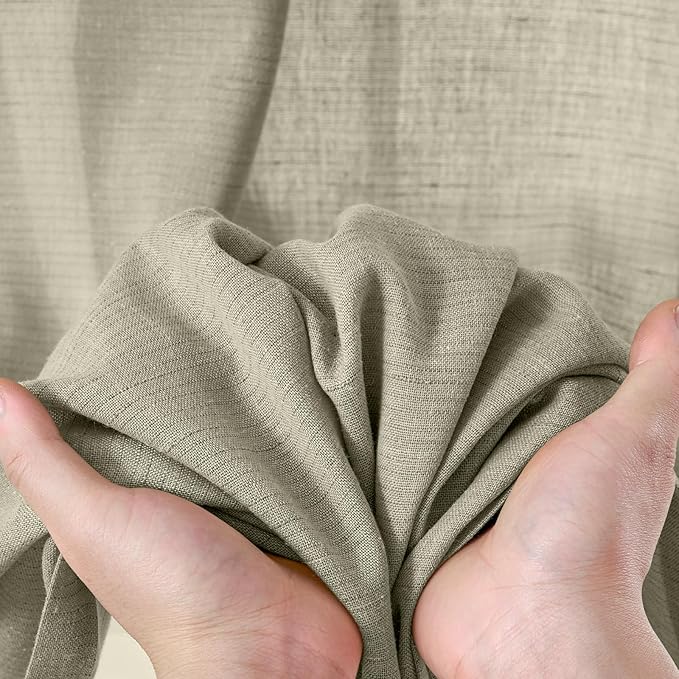 jinchan Linen Blend Curtains 72 inch Length 2 Panels for Bedroom Living Room, Light Filtering 50 inch Wide Farmhouse Drapes with Rod Pocket Back Tab(50W x 72L, Light Green)