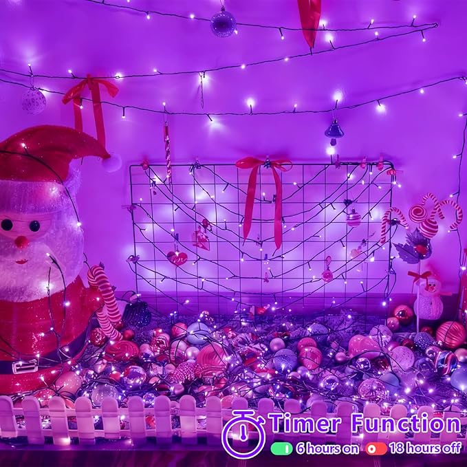 YEGUO 165ft 500 LED Christmas Lights Outdoor Waterproof, Purple String Lights Plug in, Twinkle Christmas Tree Lights Indoor with Timer Memory 8 Modes