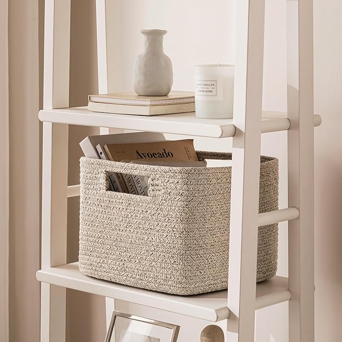 UBBCARE Storage Cubes 4 Pack, 11x 11x 7.8 Cube Storage Bin with Handles, Cotton Rope Baskets for Organizing, Woven Baskets for Shelf, Baby Nursery, Toy Storage, Closet, Classroom, Mix-Brown