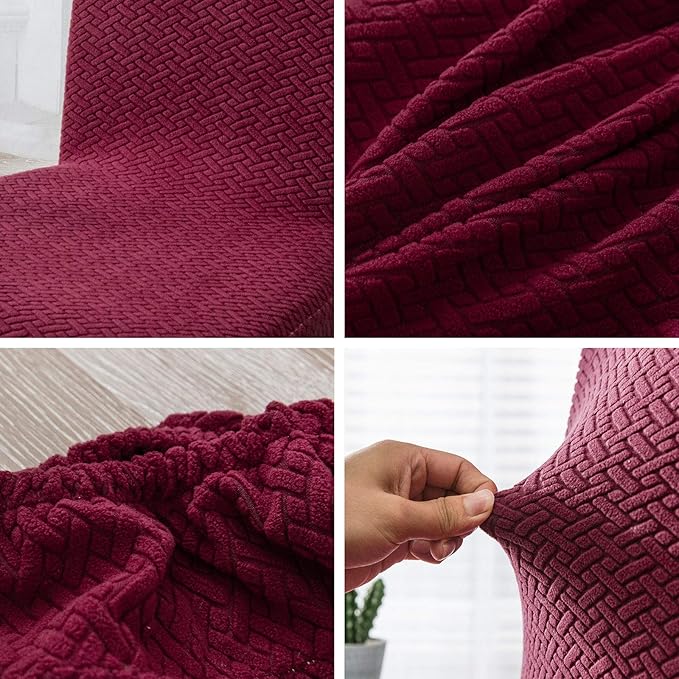 Genina Chair Covers for Dining Room Chair Covers Dining Chair Slipcovers Stretch Kitchen Parsons Chair Cover (Wine Red, 2 PCS)