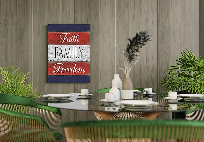 BXFAHZJ Faith Family Freedom Wooden Plank Wall Art Canvas Farmhouse Porch 11x14 Inch Prints Decor For Front Porch Home Bedroom Gifts For Housewarming.