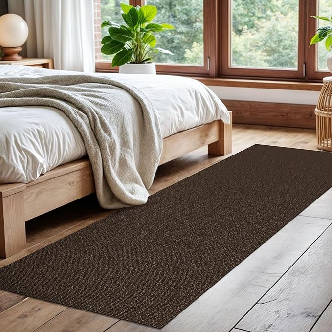EARTHALL Washable Runner Rug 2x7 Ft Non Slip Runners for Hallways Cotton Rubber Backed Kitchen Runner Braided Indoor Floor Carpet Runners for Entryway, Hallway, Kitchen, Bedroom, Brown/Coffee