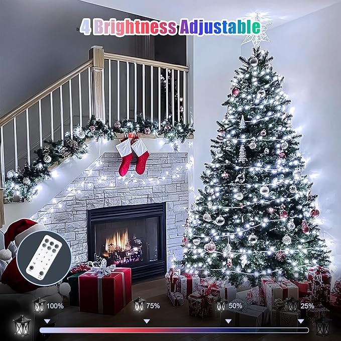 JMEXSUSS Christmas Lights, 600 LED 168FT Color Changing Christmas Tree Lights with Remote, 11 Modes, Timer, Waterproof, Clear Wire String Lights for Xmas Décor, White & Multicolor