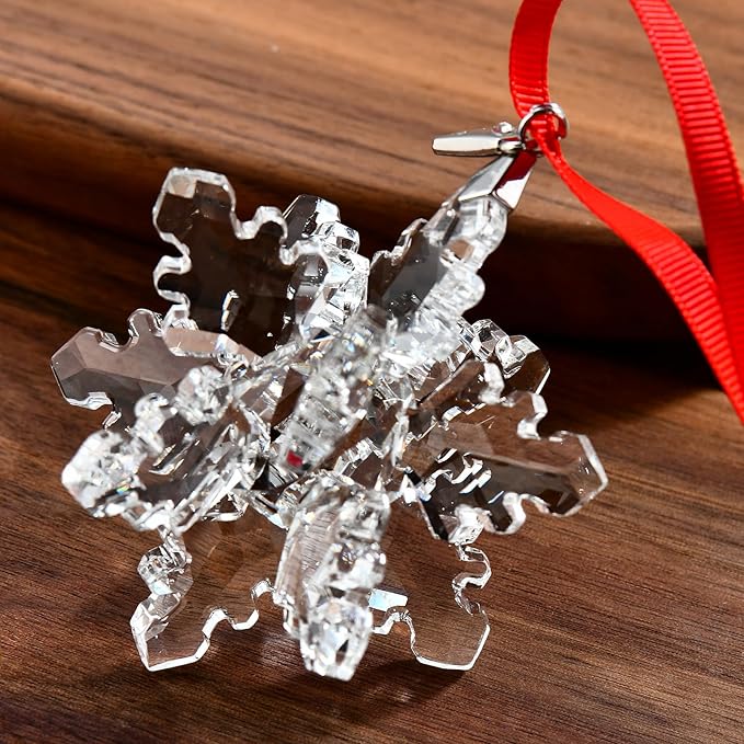 2025 Annual Edition 3D Crystal Snowflake Ornament Christmas Tree Ornaments Crystal Sun Catcher Home Hanging Decor(3D-Clear)