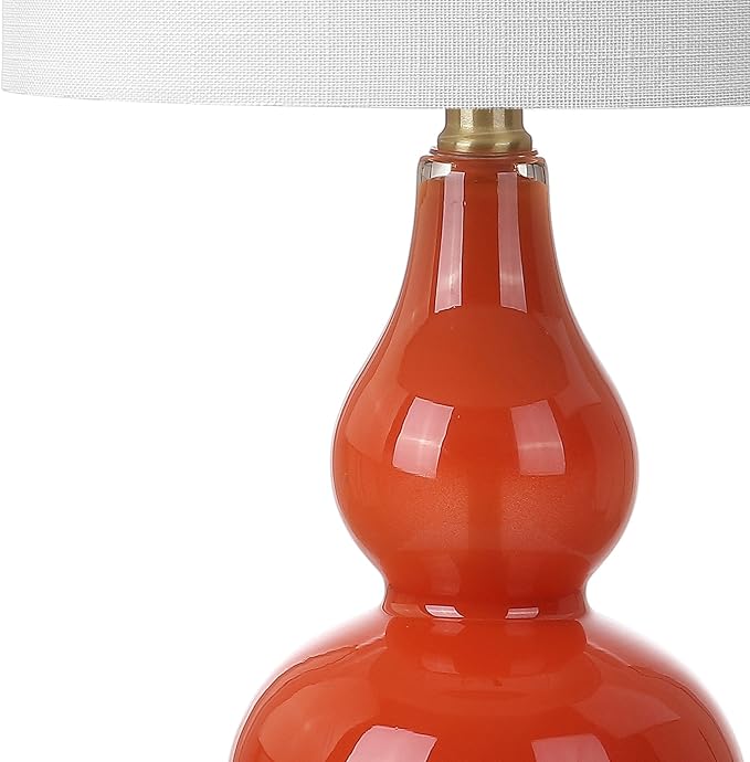 JONATHAN Y JYL1028G Anya 20.5" Mini Glass LED Table Lamp, Transitional, Glam, Midcentury, Modern, Elegant, Office, Living Room, Family Room, Dining Room, Bedroom, Hallway, Foyer, Sunset Orange
