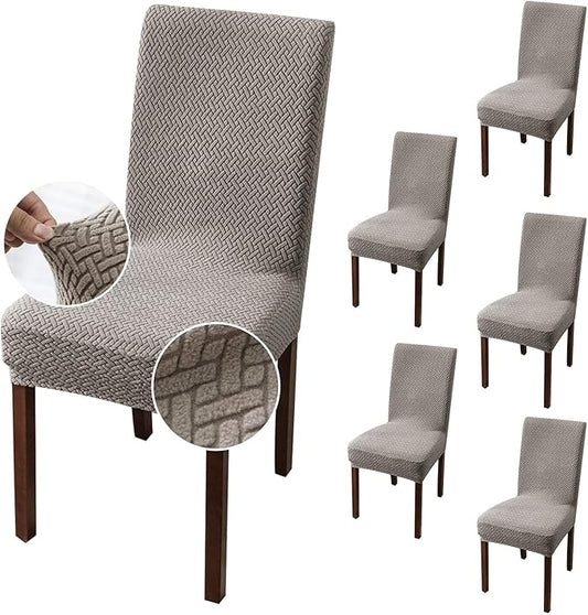 Genina Chair Covers for Dining Room Chair Covers Dining Chair Slipcovers Stretch Kitchen Parsons Chair Cover (Taupe, 6 PCS)