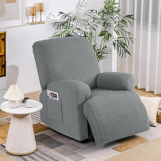 Timeles Recliner Covers Recliner Chair Covers Reclining Couch Covers Sofa Slipcovers Stretch Soft Washable (Single-Seater, Light Gray)