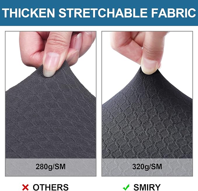Smiry Waterproof Seat Covers for Dining Room Chairs Set of 4, Stretch Jacquard Removable Washable Chair Seat Slipcovers Protector, No Rear Covers, Dark Grey