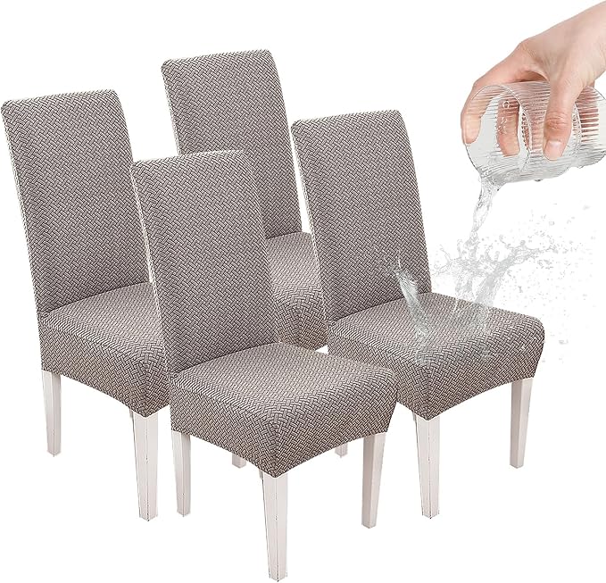 Parsons Dining Chair Cover, Detachable Sofa Chair Cover, Retractable Chair Cover (4, Taupe)