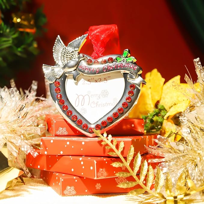 Christmas Tree Ornaments Home Decor Christmas Decorations Xmas Gifts Decorations Holiday Keepsake Gift Pendant Can Insert Photos (Red Dove)