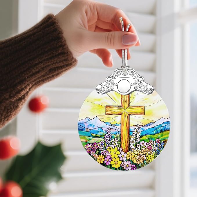 Religious Christmas Ornaments: Christian Cross Ornament, Christmas Tree Decorations, Christian Holiday Decor, Stocking Stuffers, Xmas Gift, Religious Gifts, Christian Gifts for Her & Him