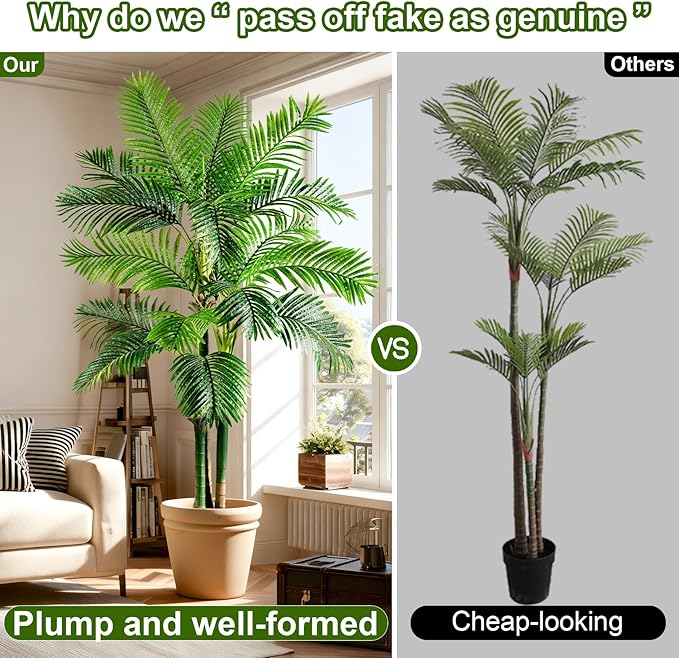 Big Faux Tropical Trees Tall Artificial Palm Tree Indoor Outdoor Realistic Floor Plants Large Fake Plant for Home Living Room Office Decor Porch Outside Patio arboles para Modern Farmhouse decoracion