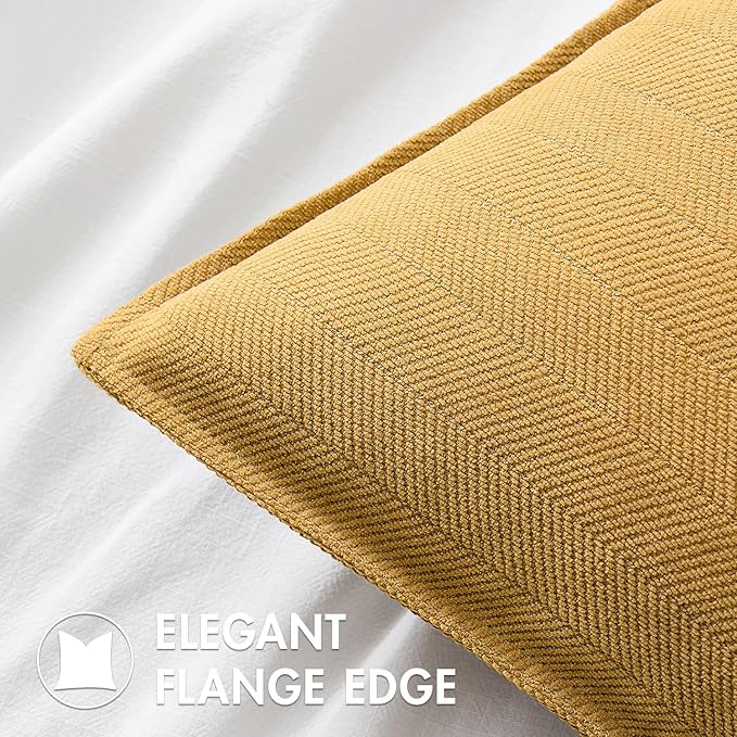 MIULEE Pack of 2 Gold Decorative Pillow Covers 24x24 Inch Soft Chenille Luxurious Couch Throw Pillows Farmhouse Cushion Covers Euro Shams with Elegant Design for Sofa Bedroom Living Room Home Decor