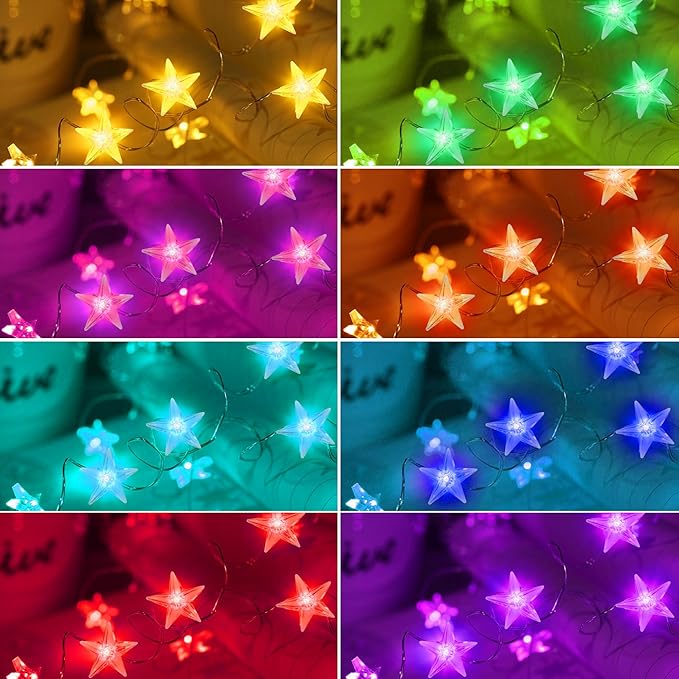 Smart Star Christmas Lights Indoor, 16.4 FT 40 LED USB Star Lights String, App & Remote Control, Timer Music Sync, Star String Lights for Bedroom