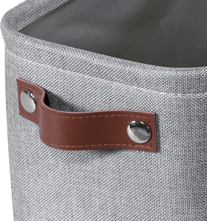 Kntiwiwo Small Fabric Storage Bins, 7.8x6.7x5.9 inch Mini Storage Cubes 4-Pack Storage Basket for Makeup Collapsible Fabric Storage Organizer with Handles, Decorative Basket for Desk, Shelves, Grey
