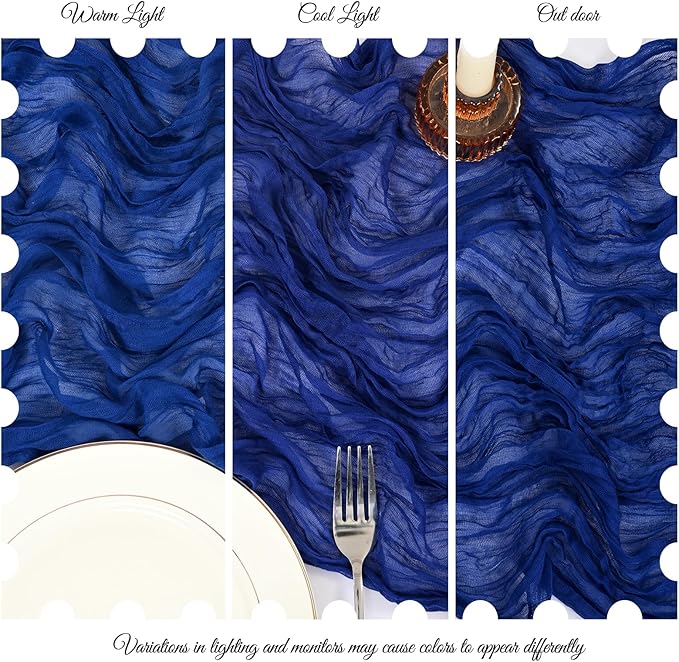 15 Pack Royal Blue Cheesecloth Table Runner 17 x 108 Inch Fall Thanksgiving Boho Rustic Farmhouse Gauze Cheese Cloth Runner for Wedding Party Baby Shower Home Decor Holiday Decorations