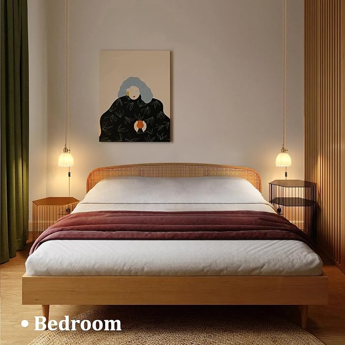 Plug in Pendant Light Hanging Light Fixture Corded On/Off Switch Brass Pendant Light with White Tulip Glass Lampshade for Bedroom Living Room Kitchen Island