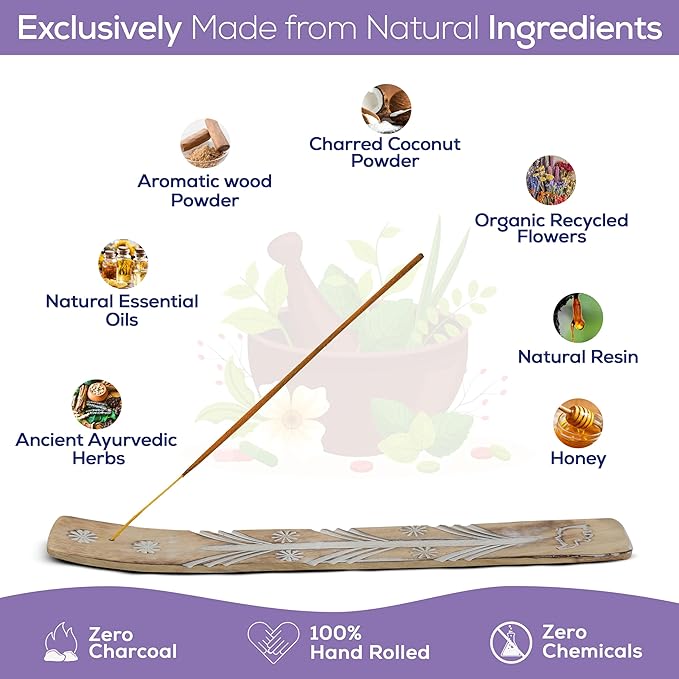 Satya Lavender Incense Sticks, Satya Bng (Bangalore) Insenses 15gmx3 Pack (45 GMS) with Raajsee Incense Holder Bundle, Satya Nagchampa Natural Incense