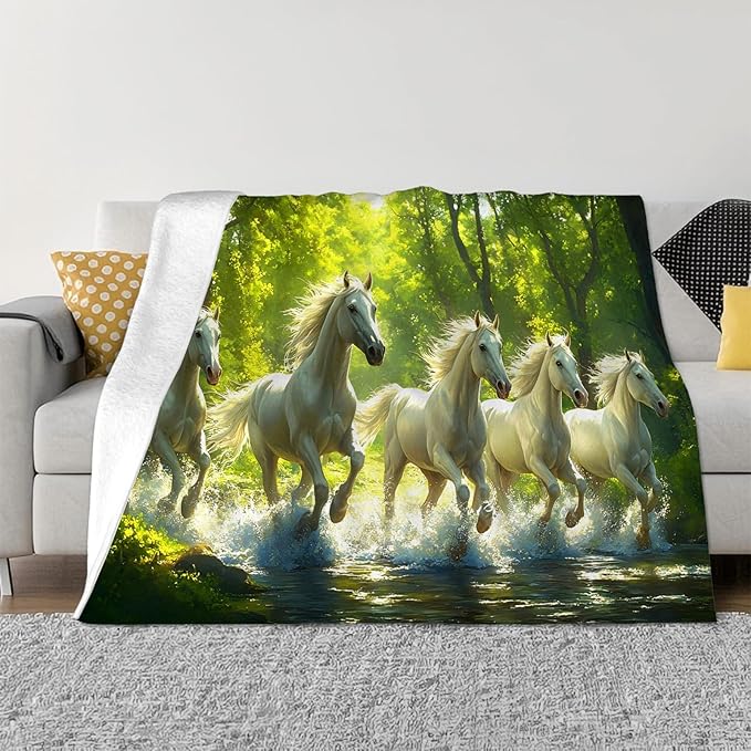 Tijuboni Horses Throw Blanket Horse Gifts for Girls Boys Women Men Kids Adults Soft Flannel Fleece Blanket for Couch Sofa Bed Home Decor 50"x60"