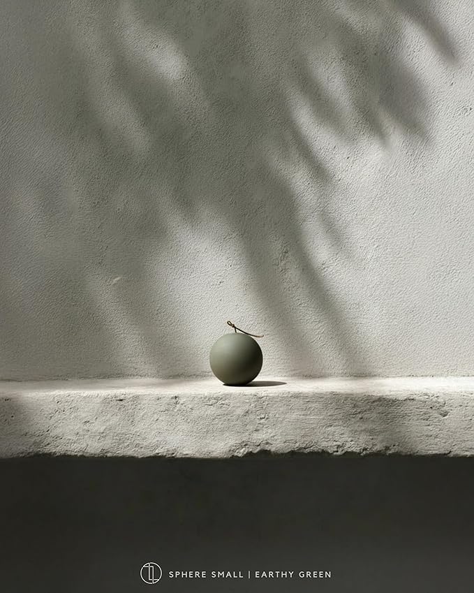 LAWA Sphere Candle - Beautiful Handmade Pillar Scented Soy Wax Elegant Aesthetic Candle Housewarming Gift Home Room Shelf Decor Idea (Earthy Green, Small)