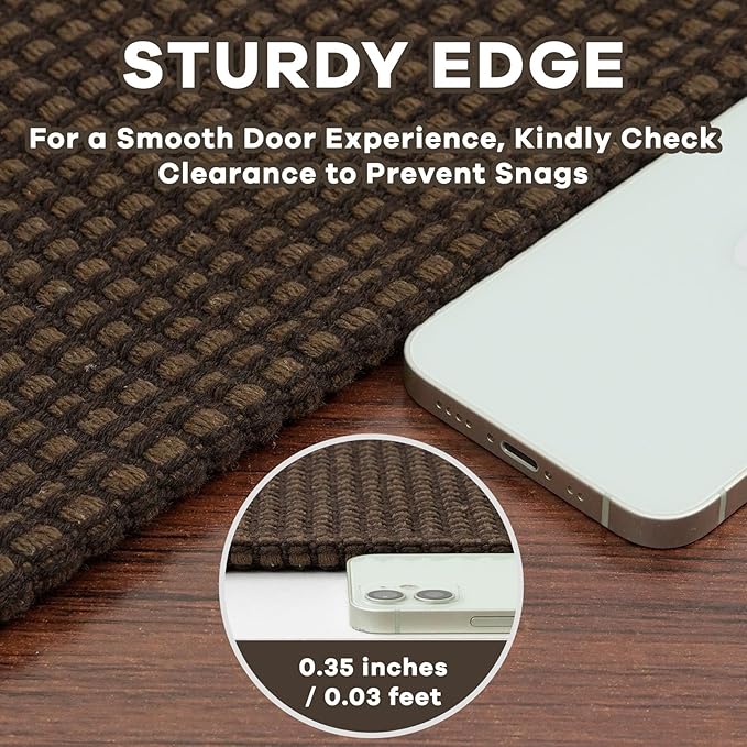 EARTHALL Woven Runner Rug 2x5 Ft Washable Runners for Hallways Cotton Non Slip Rubber Backed Kitchen Runner Braided Indoor Floor Carpet for Entryway, Hallway, Kitchen, Bedroom, Brown
