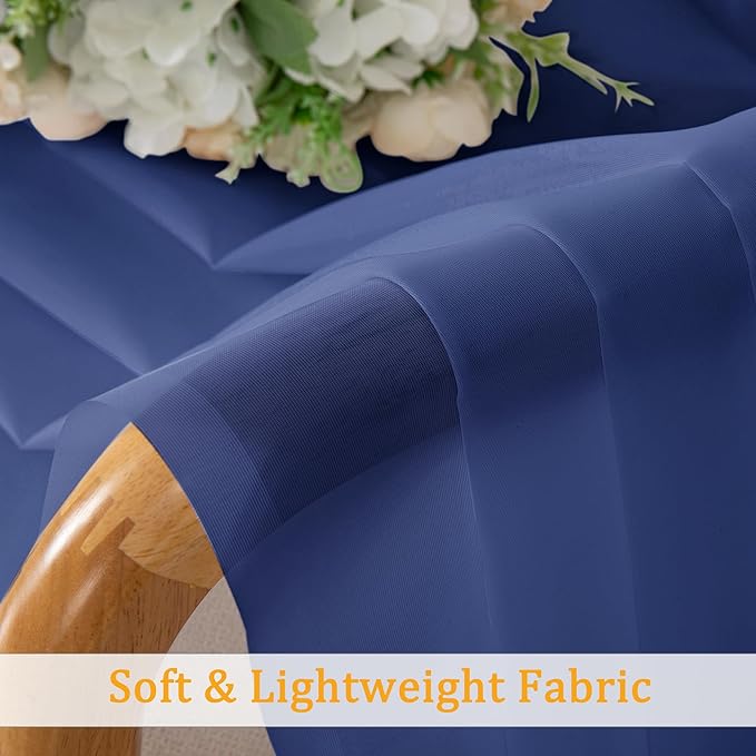 Gwine Royal Blue Sheer Curtains 96 Inches Long 2 Panels, Elegant Window Treatments Voile Curtains for Living Room, Light Filtering Rod Pocket Sheer Drapes, Each 42" Wx96